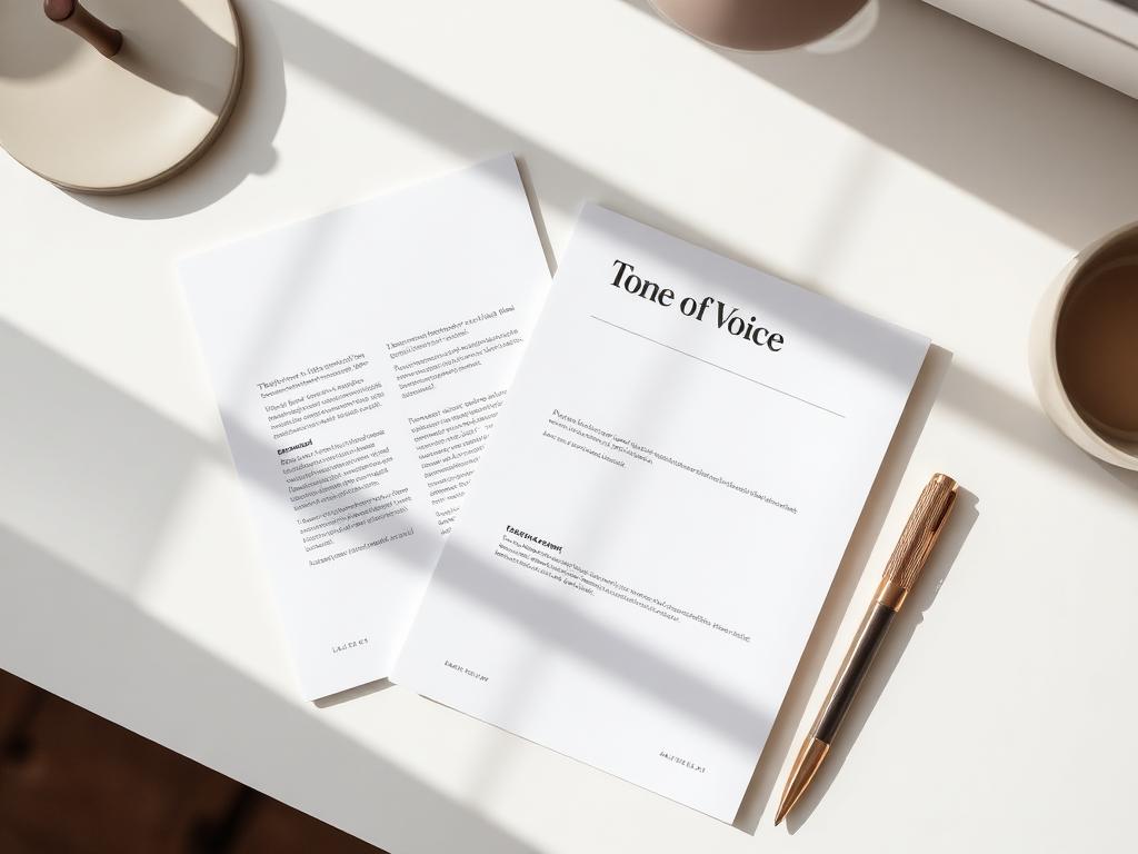 Voorbeeld van uitgeprinte teksten en een tone-of-voice document